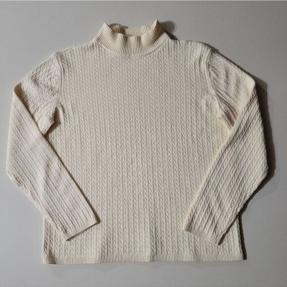 Karen Scott Yellow Mock Neck Sweater with Long Sleeves and Textured Knit - Picture 1 of 10